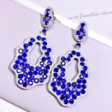 14k Gold 6.36 Ctw Natural Sapphire & Diamond Earrings
