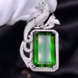14k Gold 9.74 Ct Natural Tourmaline & Diamond Pendant