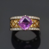 14k Gold 3.10 Ctw Natural Sapphire & Diamond Ring