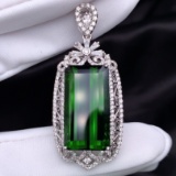 14k Gold 17.44 Ct Natural Tourmaline & Diamond Pendant