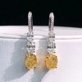 14k Gold 4.56 Ctw Natural Yellow Diamond & Diamond Earrings