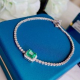 14k Gold 2.18 Ctw Natural Emerald & Diamond Bracelet
