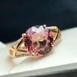 14k Gold 2.94 Ct Natural Tourmaline & Diamond Ring