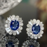 14k Gold 1.8 Ctw Natural Sapphire & Diamond Earrings