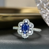 14k Gold 1.19 Ctw Natural Sapphire & Diamond Ring