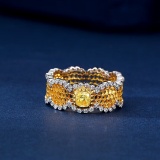 14k Gold 0.72 Ctw Natural Yellow Diamond & Diamond Ring