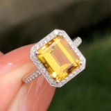 14k Gold 3.07 Ct Natural Heliodor & Diamond Ring