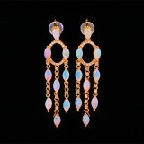 14k Gold 0.78 Ct Natural Opal & Diamond Earrings