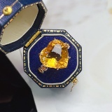 14k Gold 8.92 Ct Natural Citrine & Diamond Ring
