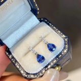 14k Gold 0.92 Ct Natural Sapphire & Diamond Earrings