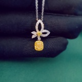 14k Gold 0.32 Ct Natural Yellow Diamond & Diamond Necklace