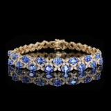 14k Gold 8.09 Ctw Natural Sapphire & Diamond Bracelet