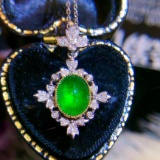 14k Gold 1.93 Ctw Vivid Green Natural Emerald & Diamond Pendant