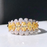 14k Gold 1.09 Ctw Natural Yellow Diamond & Diamond Ring