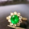 14k Gold 1.73 Ctw Vivid Green Natural Emerald & Diamond Ring