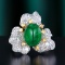 14k Gold 4.59 Ctw Vivid Green Natural Emerald & Diamond Ring/pendant