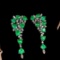 14k Gold 5.30 Ctw Vivid Green Natural Emerald & Diamond Earrings