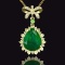 14k Gold 3.78 Ctw Vivid Green Natural Emerald & Diamond Pendant
