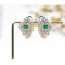 14k Gold 2.67 Ctw Vivid Green Natural Emerald & Diamond Earrings