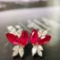 14k Gold 2.47 Ctw Vivid Red Natural Ruby & Diamond Earrings