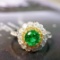 14k Gold 1.43 Ctw Vivid Green Natural Emerald & Diamond Ring