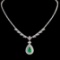 14k Gold 5.03 Ctw Vivid Green Natural Emerald & Diamond Necklace