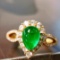 14k Gold 1.63 Ctw Vivid Green Natural Emerald & Diamond Ring