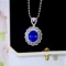 14k Gold 4.73 Ctw Vivid Blue Natural Sapphire & Diamond Pendant