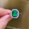 14k Gold 1.33 Ctw Vivid Green Natural Emerald & Diamond Ring