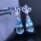 14k Gold 6.86 Ct Natural Aquamarine & Diamond Earrings