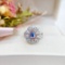 14k Gold 1.53 Ctw Natural Blue Diamond & Diamond Ring/pendant