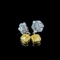 14k Gold 0.83 Ct Natural Yellow Diamond & Diamond & Flowers Earrings