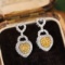 14k Gold 0.76 Ctw Natural Yellow Diamond & Diamond Earrings