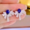 14k Gold 2.35 Ctw Natural Sapphire & Diamond Earrings
