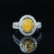 14k Gold 0.57 Ct Natural Yellow Diamond & Diamond Ring