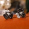 14k Gold 1.2 Ct Natural Black Diamond & Diamond Earrings