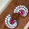 14k Gold 1.19 Ctw Natural Ruby & Diamond Earrings