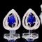 14k Gold 2.24 Ctw Natural Sapphire & Diamond Earrings