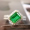 14k Gold 2.08 Ctw Vivid Green Natural Emerald & Diamond Ring
