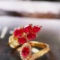 14k Gold 1.14 Ctw Vivid Red Natural Ruby & Diamond Ring