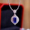 14k Gold 2.1 Ct Natural Sapphire & Diamond Pendant