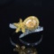 14k Gold 0.42 Ct Natural Yellow Diamond & Diamond Ring