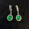 14k Gold 4.18 Ctw Vivid Green Natural Emerald & Diamond Earrings