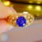 14k Gold 2.78 Ctw Natural Sapphire & Diamond Ring