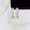14k Gold 1.00 Ctw Natural Yellow Diamond & Diamond Earrings