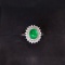 14k Gold 1.77 Ctw Vivid Green Natural Emerald & Diamond Ring