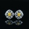 14k Gold 0.22 Ct Natural Yellow Diamond & Diamond Earrings