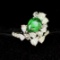 14k Gold 3.18 Ctw Vivid Green Natural Tsavorite & Diamond Ring