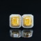 14k Gold 0.59 Ct Natural Yellow Diamond & Diamond Earrings