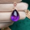14k Gold 13.60 Ctw Natural Amethyst & Diamond Pendant